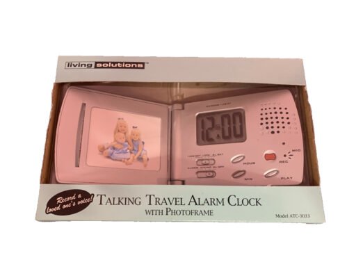 Living Solution Talking Travel Alarm Clock With Photo frame