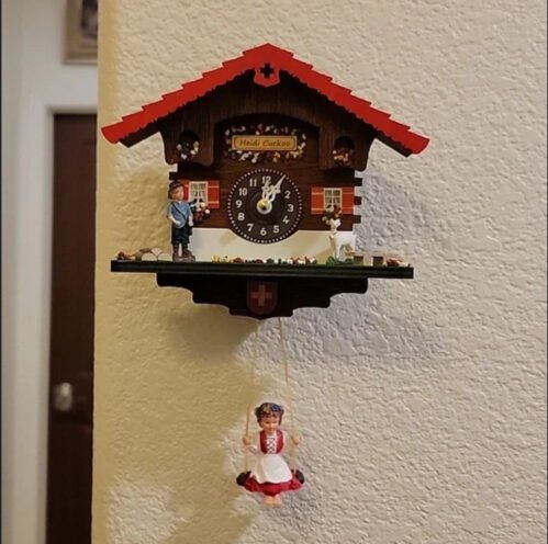 Loetscher Cuckoo Clock Heidi on the Swing Swiss RETIRED