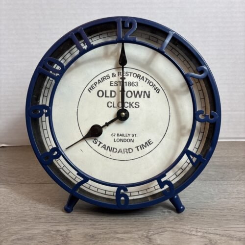 LONDON " OLD TOWN CLOCKS " DESK CLOCK METAL ( INDUSTRIAL DECOR ) 10"