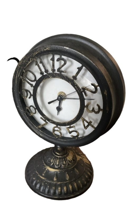 Long Deli Modern Rustic Metal Table Top Clock