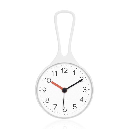 Loop Bathroom Clock (White, 3.16 x 1.31 x 6.02 inch), Waterproof Shower Clock