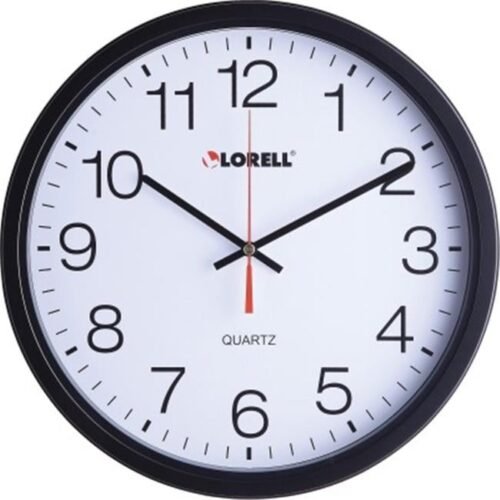 Lorell LLR61008 12.5 in. Slimline Quartz Wall Clock - Black