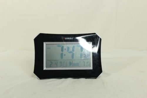 Lorell Wall/Alarm Clock LCD 10-1/4W"x7"Hx1-1/2"D Lunar Slvr/Blk 60998