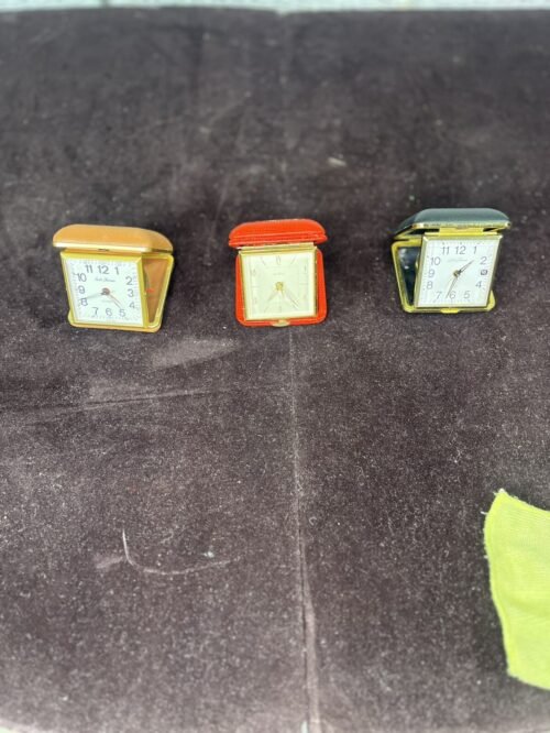 Lot 3 Mid Cent Mod Vintage Travel Alarm Clocks Seth Thomas Travel alarm Clocks