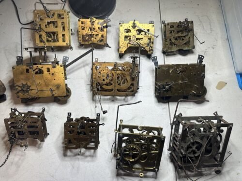 Lot Of 14 Antique Wall Clock Movement Parts Repair Germany Cuckoo G.K. Regula
