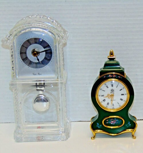 LOT of 2 - Small Desktop Clocks - 6" & 8" Tall Vintage Unique