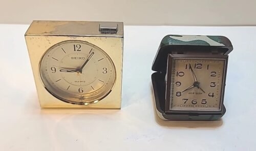 Lot Of 2 Vintage Travel Alarm Clocks By Seiko Quartz And Wectclox - Untested