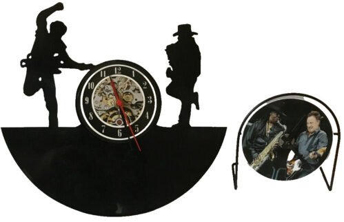 Lot of 2 Working BRUCE SPRINGSTEEN & CLARENCE CLEMONS VINYL WALL CLOCK +CD Clock