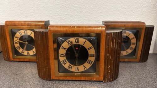 Lot of 3 Art Deco Telechron Electric Wood Mantel Clocks 4B79 Parts/Repair