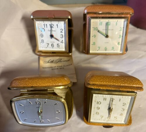 Lot of 4 Vintage Germany Travel Alarm Clocks Bradley Seth Thomas Phinney Walker