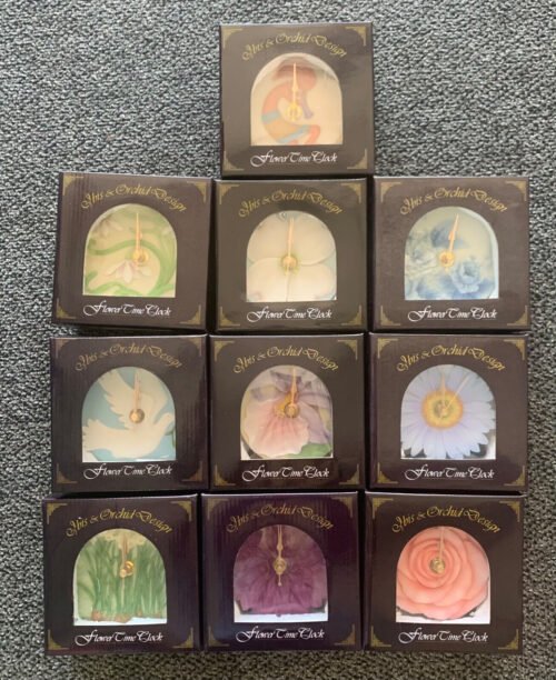 Lot of Clocks 10 Assorted Flowers clocks - NEW in Boxes - Ibis and Orchid Design