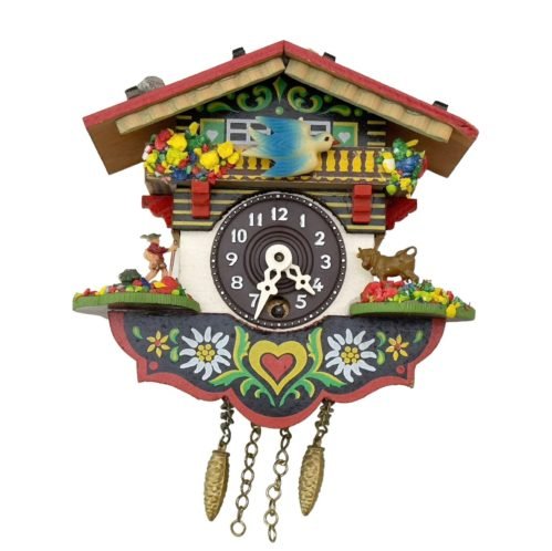 Lotscher Swiss Made Manual Wind Swiss Chateau Miniature Wall Clock Works Read