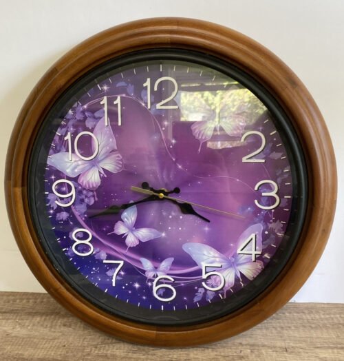 Lots Of Butterflies Wall Clock With a Real Heavy-duty 3D Wood Frame Decor 16"