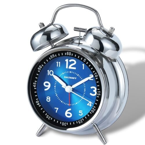 Loud Alarm Clock for Heavy Deep Sleepers, Analog 4.5 Inches Metal Twin Bell A...