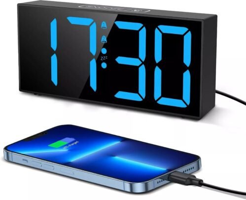 Loud Alarm Clock for Heavy Sleepers Adults, Large Alarm Clocks for Bedrooms, Plu