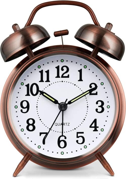 Loud Alarm Clock for Heavy Sleepers Adults Metal 4 Inches Twin Bell Battery O...