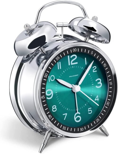Loud Alarm Clock for Heavy Sleepers Adults, Metal 4 Inches Twin Bell Battery Ope