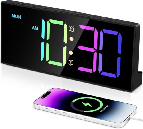 Loud Alarm Clock for Heavy Sleepers, Digital Clocks with Adjustable Volume Brigh