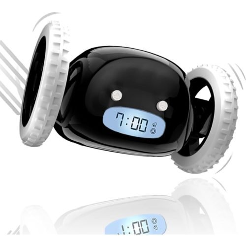 Loud Alarm Clock for Heavy Sleepers on Wheels, Run Away, Moving, Annoying