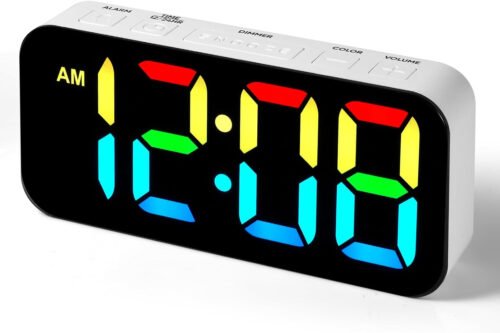 Loud Alarm Clocks for Bedrooms, Digital Clock with 13 Color Night Light, Desk Cl
