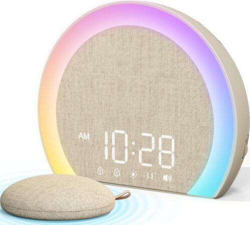 Loud Alarm Clock with Wireless Bed Shaker, Vibrating Dual Alarm with Light Wake