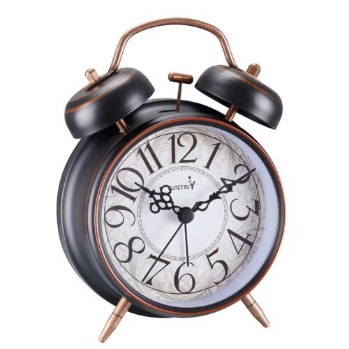Loud Alarm for Deep Sleepers 4'' Retro Twin Bell Alarm Clock with Backlight for