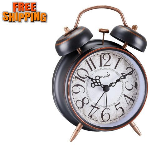 Loud Alarm for Deep Sleepers 4'' Retro Twin Bell Alarm Clock with Backlight for