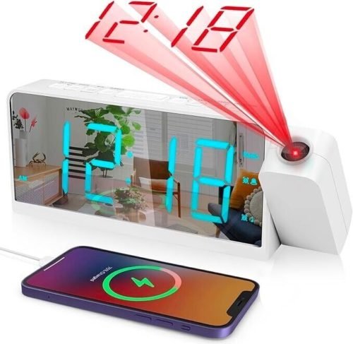 Loud Mirror LED Alarm Clock Display, Desk & Shelf Clock for Heavy Sleeper,kids
