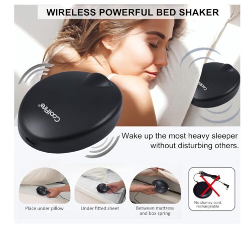Loud & Vibrating Alarm Clock โ Wireless Bed Shaker, Heavy Sleepers, Desktop Lou