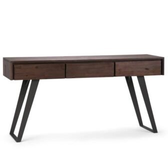 Lowry 60 in. Distressed Charcoal Brown Standard Rectangle Wood Console Table with...