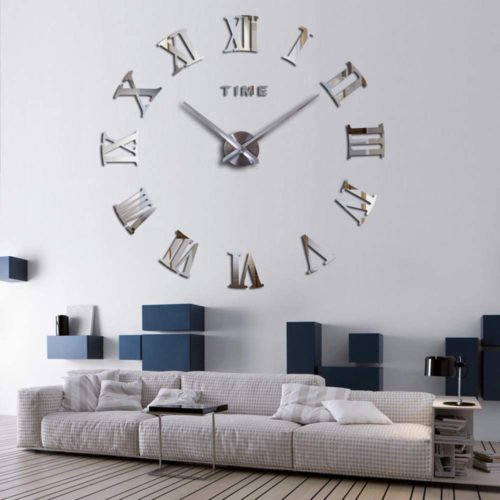 LOZMOM 3D Frameless Wall Clocks Large DIY Mirror Surface Decorative Clock