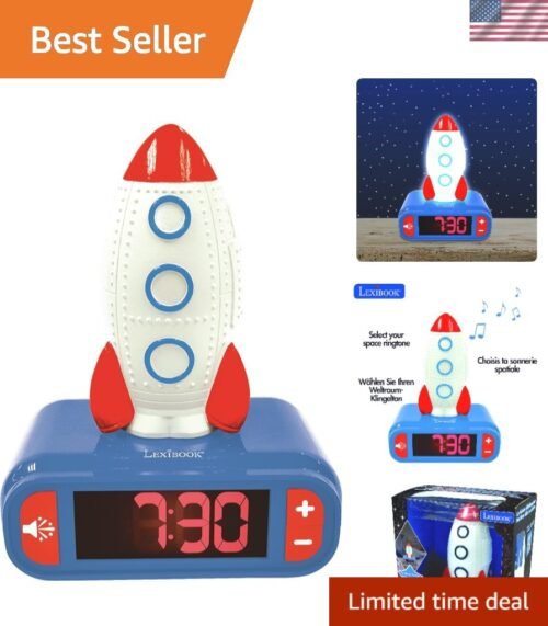 Luminous Rocket Alarm Clock for Children with Adjustable Volume & Space Sounds