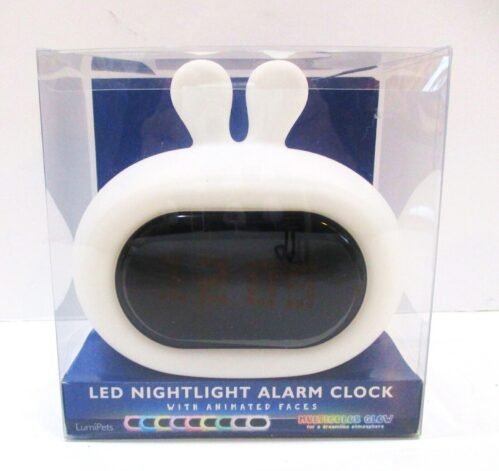 LumiPets Bunny LED Night Light Alarm Clock Sleep Trainer Animated Faces NEW