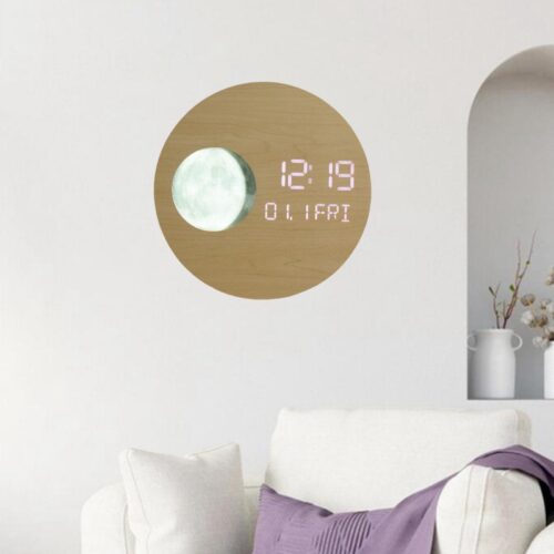Lunar Phase Wall Clock Home 5 Brightness Adjustment Calendar Modern Hanging