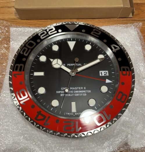 Luxury GMT Wall Clock - Coke Colorway | Exclusive | Metal Frame 14 Inch