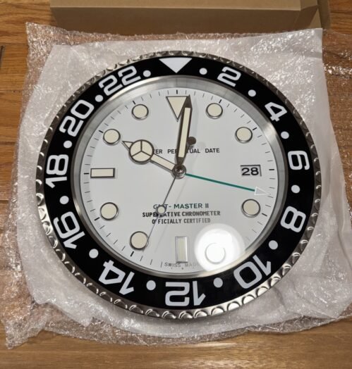 Luxury GMT Wall Clock - White Silver Colorway | Exclusive | Metal Frame 16 Inch