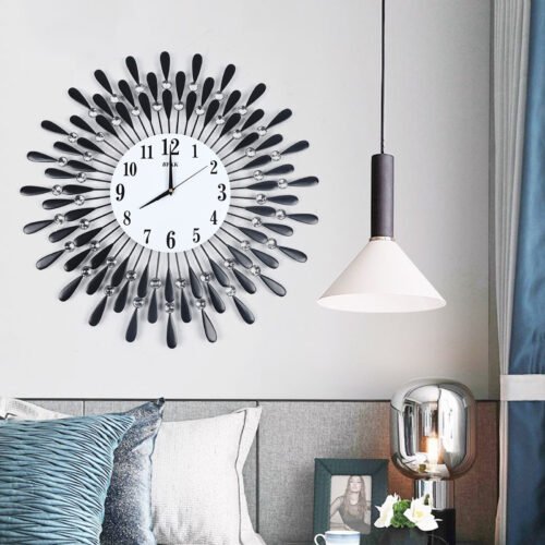 Luxury Large Wall Clock 3D Metal Living Room Feather Wall Watch Home Decor New