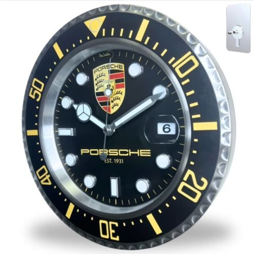 Luxury PORSCHE Wall Clock with DATE Magnifier Interior Design Sport Car