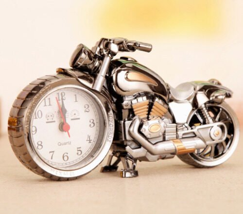 Luxury Retro Style Motorcycle Alarm Clock, Unique Battery Powered Clock
