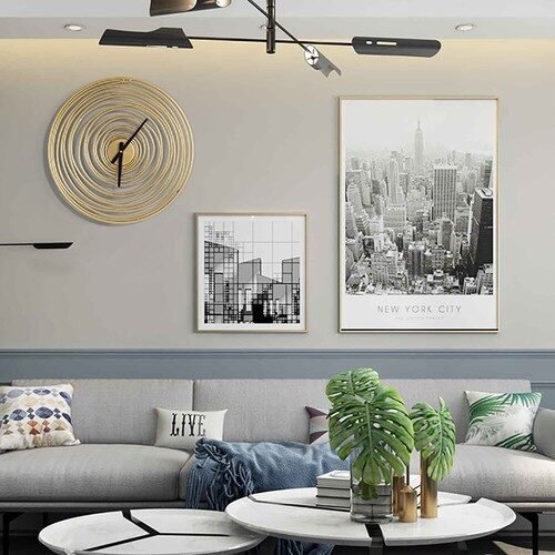 Luxury Wall Circle Clock Nordic Abstract Clock Metal Wall Art Home Decor Clock