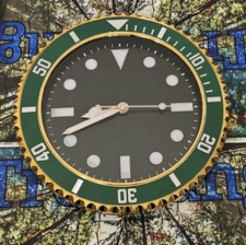 LUXURY Wall Clock Green & Gold w/ Black Dial