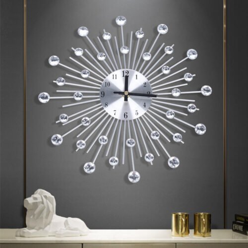 Luxury Wall Clock Large Modern DIY Home Office Decor Crystal Round Living Room