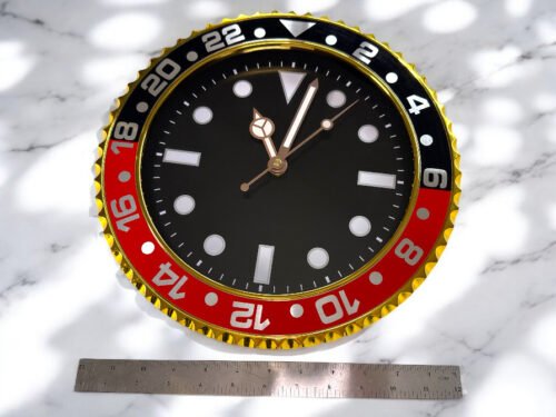 Luxury Wall Clock Limited Red/Black with Gold Rim NEW - 12" Modern-style clock