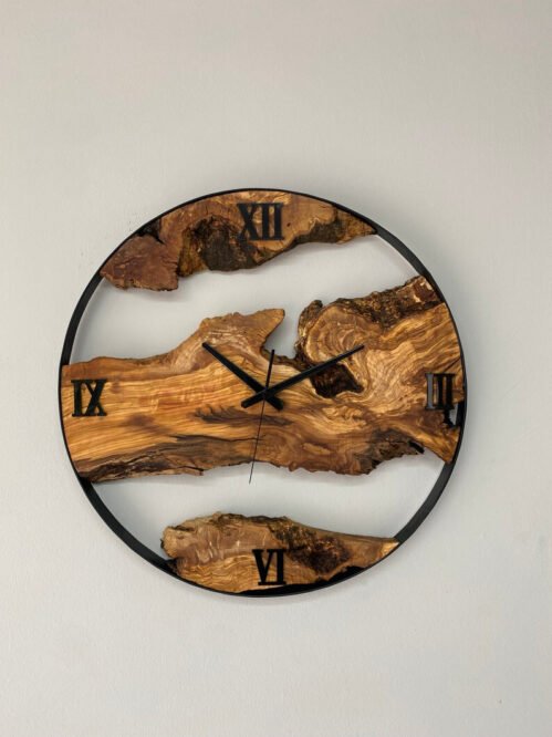 Made to Order Metal & Olive Wood Wall Clock , Christmas Gift, Handmade decor,