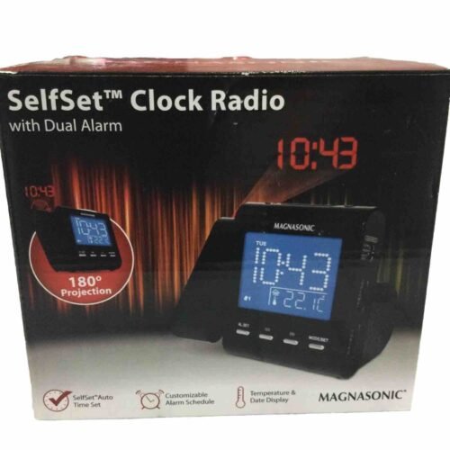 Magnasonic MM176K AM/FM Projection Clock Radio Dual Alarm Self Set
