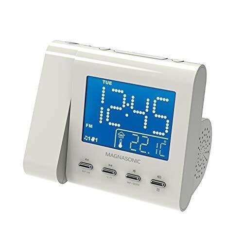 Magnasonic Projection Alarm Clock with AM/FM Radio, Battery Backup, Auto Time Se