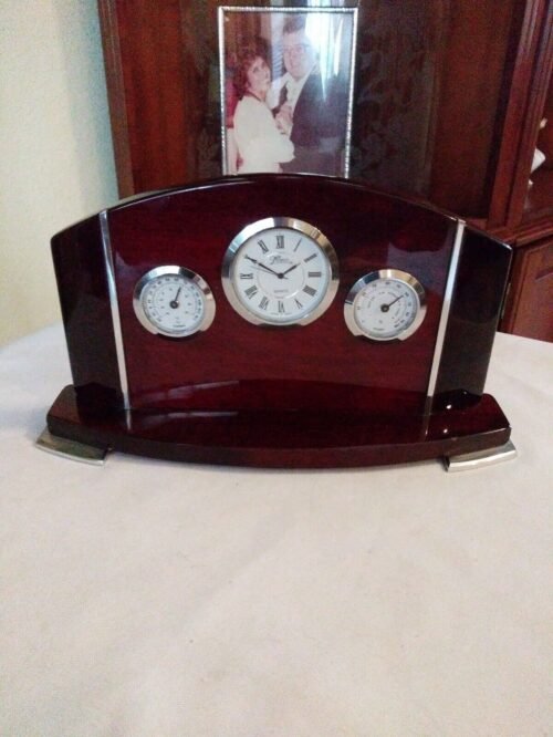 Mahogany Desktop Clock and Weather Station - great gift!