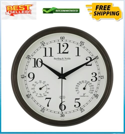 Mainstays 8.75" Indoor/Outdoor Antique Bronze Round Arabic Analog Wall Clock