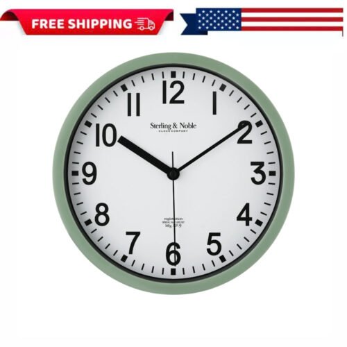 Mainstays Basic 8.78" Sage Analog Round Modern Wall Clock Indoor Home Decor New