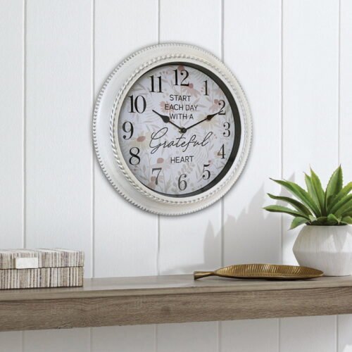 Mainstays Sentiments 12" Analog Wall Clock Quartz Movement Battery,White
